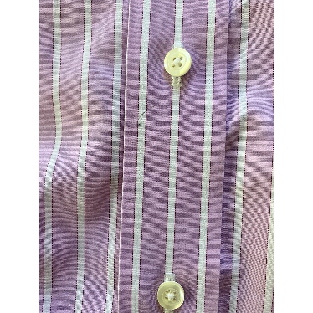 Brooks Brothers Slim Fit Shirt 16.5 35 Pink Stripe Non Iron Cotton Tiny Pen Mark - Picture 6 of 6